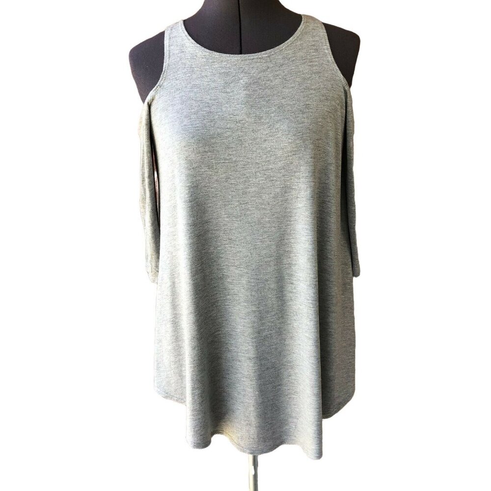 Sante' M. Cicco Cold-Shoulder 3/4-Sleeve Crew-Neck Casual Top Tunic Gray Size S